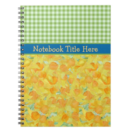 Aangepaste Daffodils en Check Gingham Notitieboek (Voorkant)