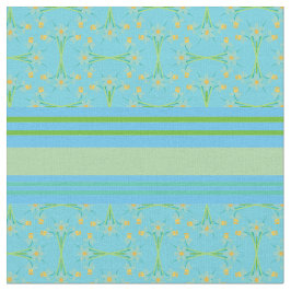 Aangepaste Daffodils Strepen op Sky Blue Pattern Stof