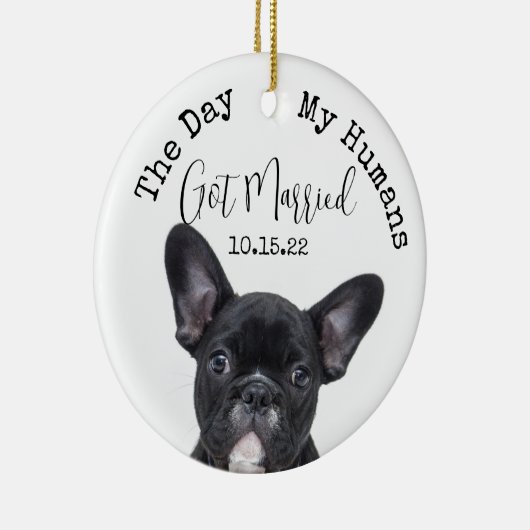 Aangepaste dag Mijn mensen Getrouwd Huisdier Hond  Keramisch Ornament (Rechts)