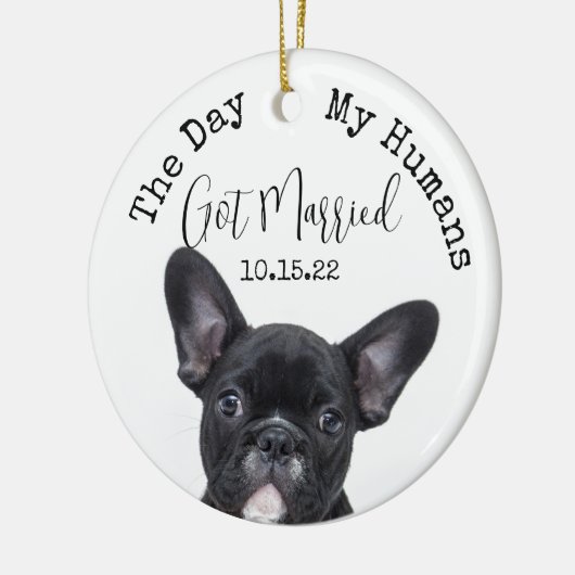 Aangepaste dag Mijn mensen Getrouwd Huisdier Hond  Keramisch Ornament (Links)