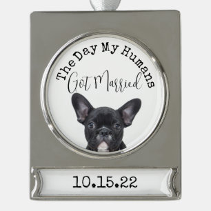 Aangepaste dag Mijn mensen Getrouwd Huisdier Hond Verzilverd Banner Ornament