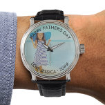 Aangepaste dag voor foto's en groeten horloge<br><div class="desc">Aangepast fotohorloge - perfect voor elke gelegenheid. Het fotomalplaatje is opstelling voor u om uw eigen foto te uploaden en u kunt alle formulering ook uitgeven. De steekproefformulering luidt "vrolijke vaderdag liefde van [naam] ・ [jaar]" die allemaal gepersonaliseerd kan worden. De vierkant foto of het instagram afbeelding zullen het gemakkelijkst...</div>