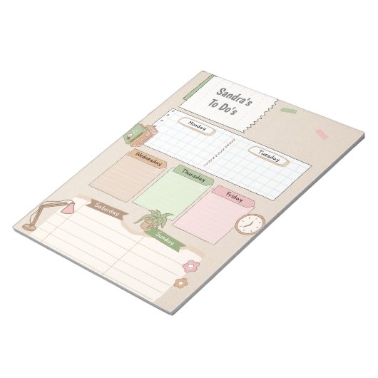 Aangepaste dagelijkse planner notitieblok (Schuin)