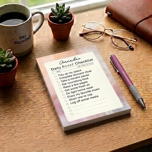 Aangepaste Dagelijkse Reset Zelfzorg Checklist Post-it® Notes