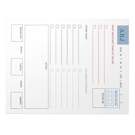 Aangepaste dagelijkse taken Groot Notitieblok (Voorkant)