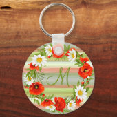 Aangepaste dagen papaver monogram bloem sleutelhanger (Achterkant)