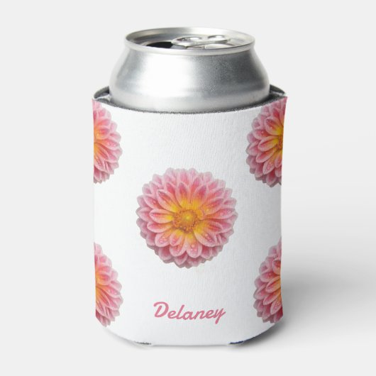 Aangepaste Dahlia en Dew Drops Blikjeskoeler (Blikje Voorkant)