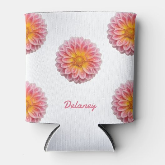 Aangepaste Dahlia en Dew Drops Blikjeskoeler (Voorkant)