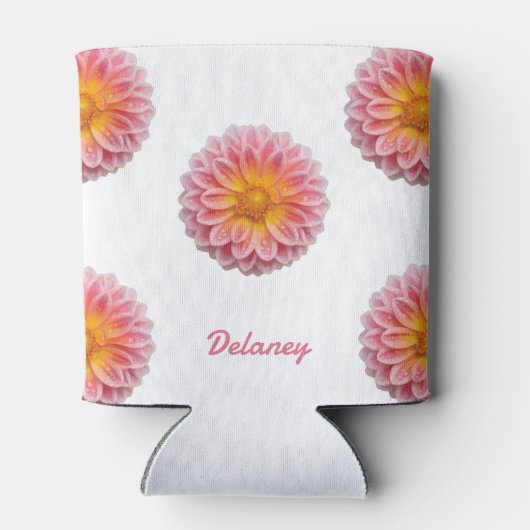 Aangepaste Dahlia en Dew Drops Blikjeskoeler (Achterkant)