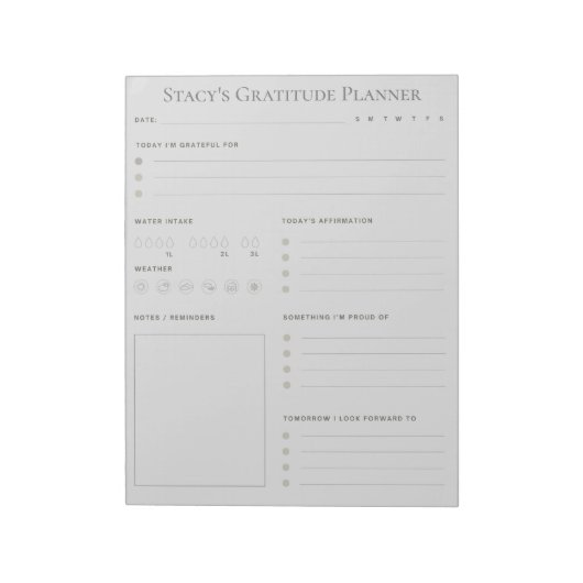 Aangepaste Daily Gratitude Planner Notitieblok (Linkerzijde)