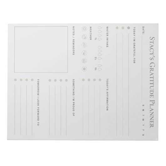 Aangepaste Daily Gratitude Planner Notitieblok (Voorkant)