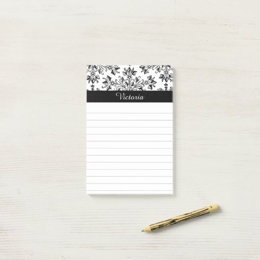 Aangepaste Daisy Floral Art Lined Stickie Post-it® Notes (Op bureau)