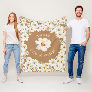 Aangepaste Daisy Floral Flowers zijn gratis Fleece Deken
