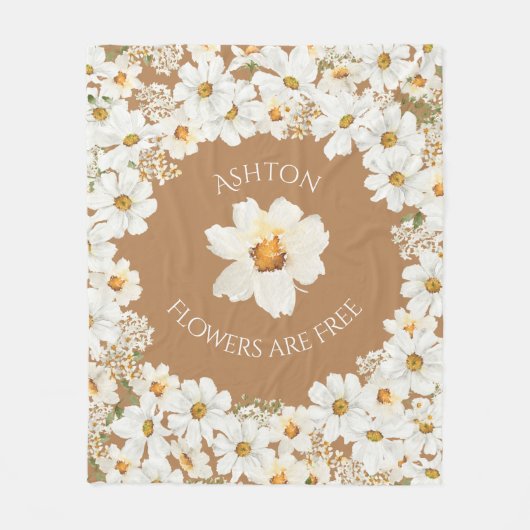 Aangepaste Daisy Floral Flowers zijn gratis Fleece Deken (Voorkant)