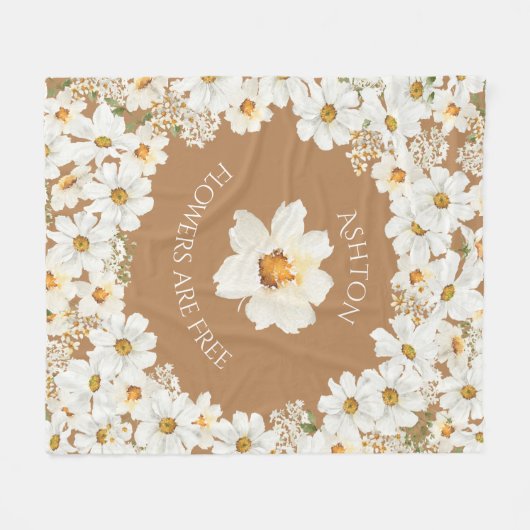Aangepaste Daisy Floral Flowers zijn gratis Fleece Deken (Voorkant (Horizontaal))