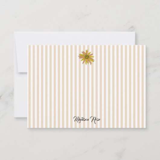 Aangepaste Daisy Painting Stripe Preppy Bedankkaart (Voorkant)