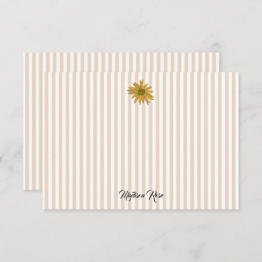 Aangepaste Daisy Painting Stripe Preppy Bedankkaart (Voorkant / Achterkant)