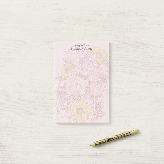 Aangepaste Daisy-Rozen met Bouquet Post-it® Notes (Op bureau)