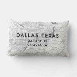 Aangepaste Dallas Texas Map Black White & Grey Kussen