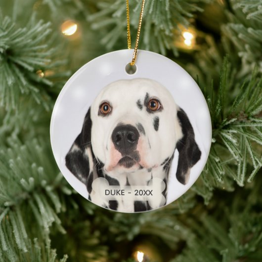 Aangepaste Dalmatiër Hond Foto Keramisch Ornament (Boom)