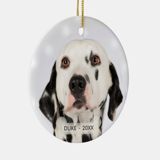 Aangepaste Dalmatische Hond Foto Keramisch Ornament (Rechts)