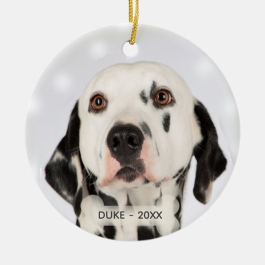 Aangepaste Dalmatische Hond Foto Keramisch Ornament (Voorkant)