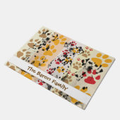 Aangepaste Dalmatische hond met Paws Prints Deurma Deurmat (Schuin)
