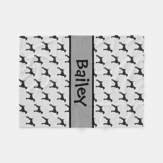 Aangepaste Dalmatische Hond Silhouet Fleece Deken (Voorkant (Horizontaal))