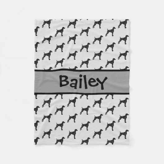 Aangepaste Dalmatische Hond Silhouet Fleece Deken (Voorkant)