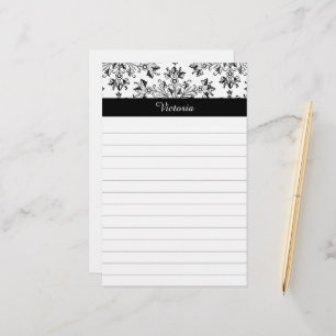 Aangepaste Damask Floral Art Lined Briefpapier