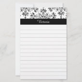 Aangepaste Damask Floral Art Lined Briefpapier (Voorkant)