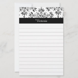 Aangepaste  Damask Floral Art Lined Briefpapier