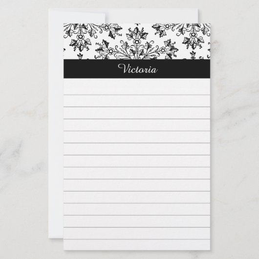 Aangepaste  Damask Floral Art Lined Briefpapier (Voorkant)