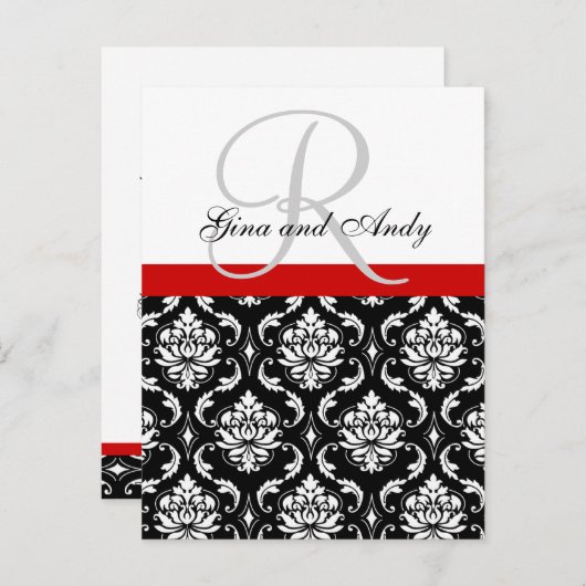 Aangepaste Damask Wedding Ceremony Briefkaart (Voorkant / Achterkant)