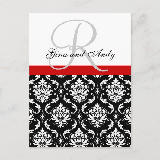 Aangepaste Damask Wedding Ceremony Briefkaart (Voorkant)
