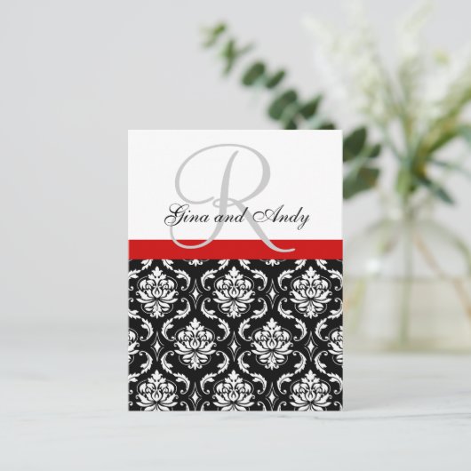 Aangepaste Damask Wedding Ceremony Briefkaart (Staand voorkant)