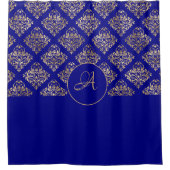 Aangepaste Damast Gouden Monogram Douchegordijn (Voorkant)