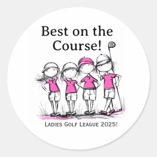 Aangepaste Dames Golfcompetitie Onderscheidingstic Ronde Sticker (Voorkant)
