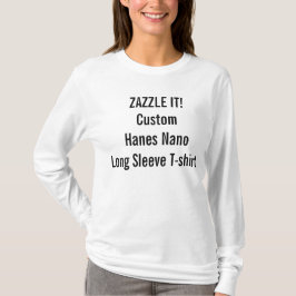 Aangepaste damesHanes Nano Lange hoes T-Shirt