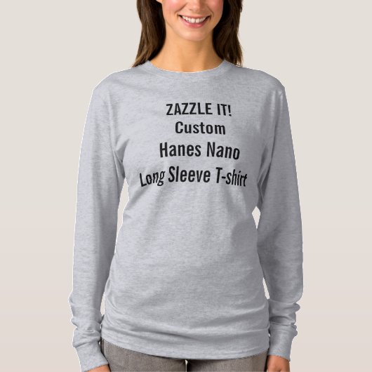 Aangepaste damesHanes Nano Lange hoes T-Shirt (Voorkant)