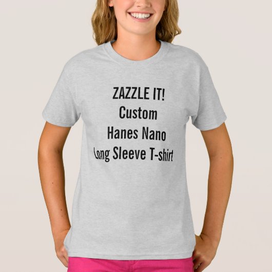 Aangepaste damesHanes Nano Lange hoes T-Shirt (Voorkant)