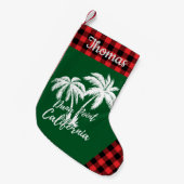 Aangepaste Dana Point California Palm Trees Kleine Kerstsok (Voorkant (Hangend))