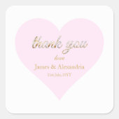 Aangepaste Dank Je Diamanten Roze Hart Vierkante Sticker (Voorkant)