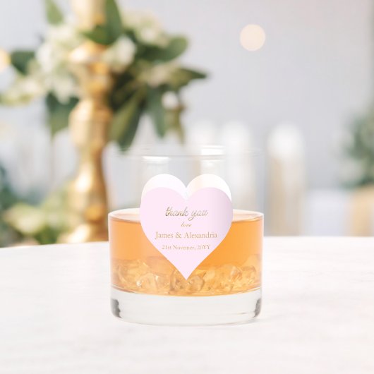 Aangepaste Dank Je Diamanten Roze Hart Whisky Glas (Insitu (Huwelijk))