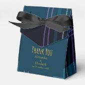 Aangepaste dank je wel blauw zwart geruit bedankdoosjes (Voorkant Zijde)