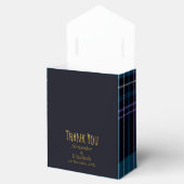 Aangepaste dank je wel blauw zwart geruit bedankdoosjes (Geopend)