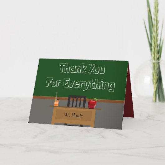 Aangepaste Dank Je Wel Onderwijzer Schoolbord Bedankkaart (Voorkant)