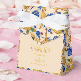 Aangepaste dank je wel vintage goud blauwe bloemen bedankdoosjes