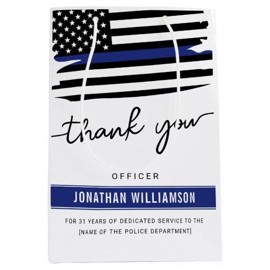 Aangepaste dank Politieagent Pensioen Medium Cadeauzakje (Voorkant)