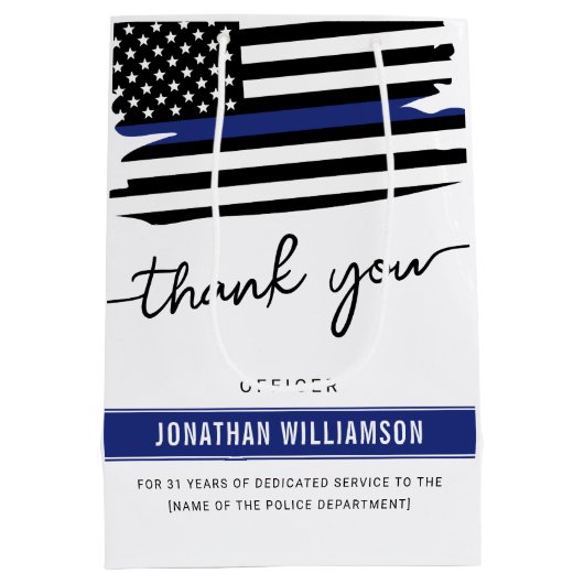 Aangepaste dank Politieagent Pensioen Medium Cadeauzakje (Achterkant)